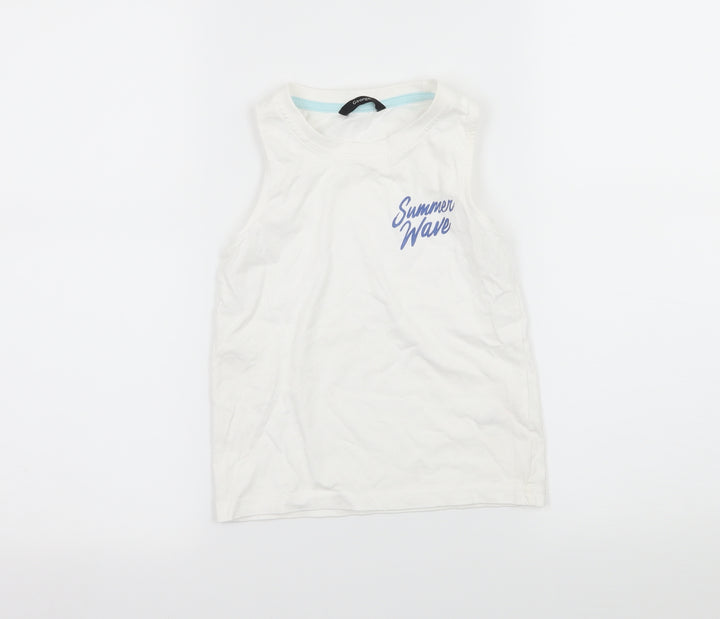George Boys White  Jersey Basic Tank Size 4-5 Years  - Summer Wave