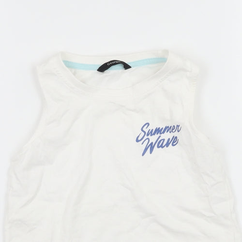 George Boys White  Jersey Basic Tank Size 4-5 Years  - Summer Wave