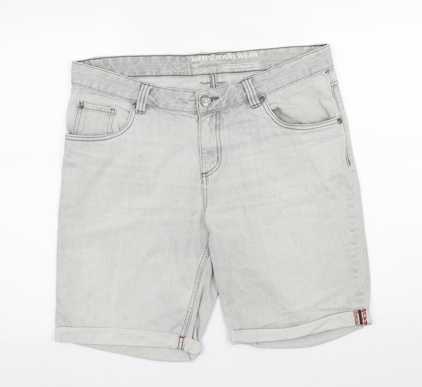 Livergy Mens Grey  Denim Biker Shorts Size 38 in