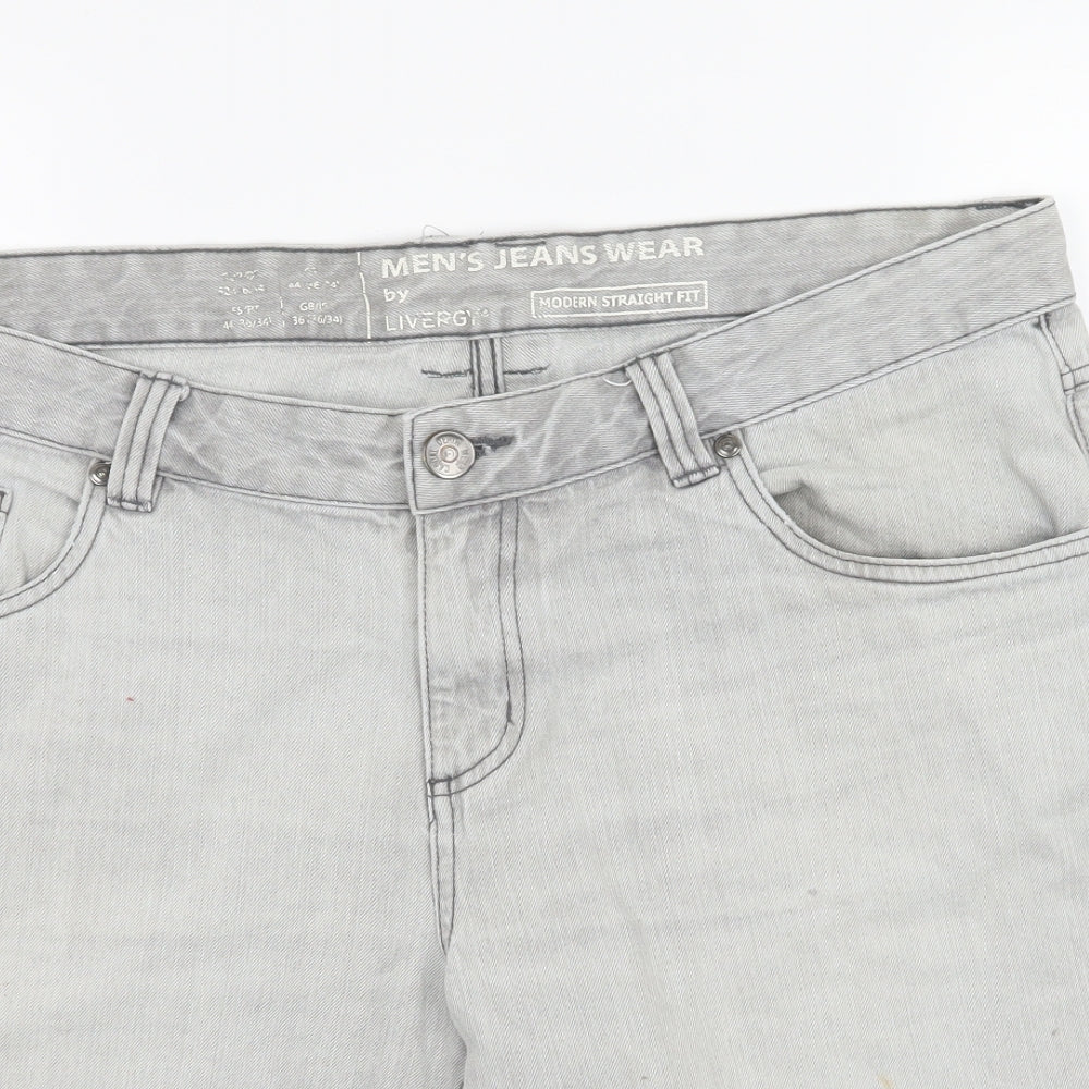 Livergy Mens Grey  Denim Biker Shorts Size 38 in