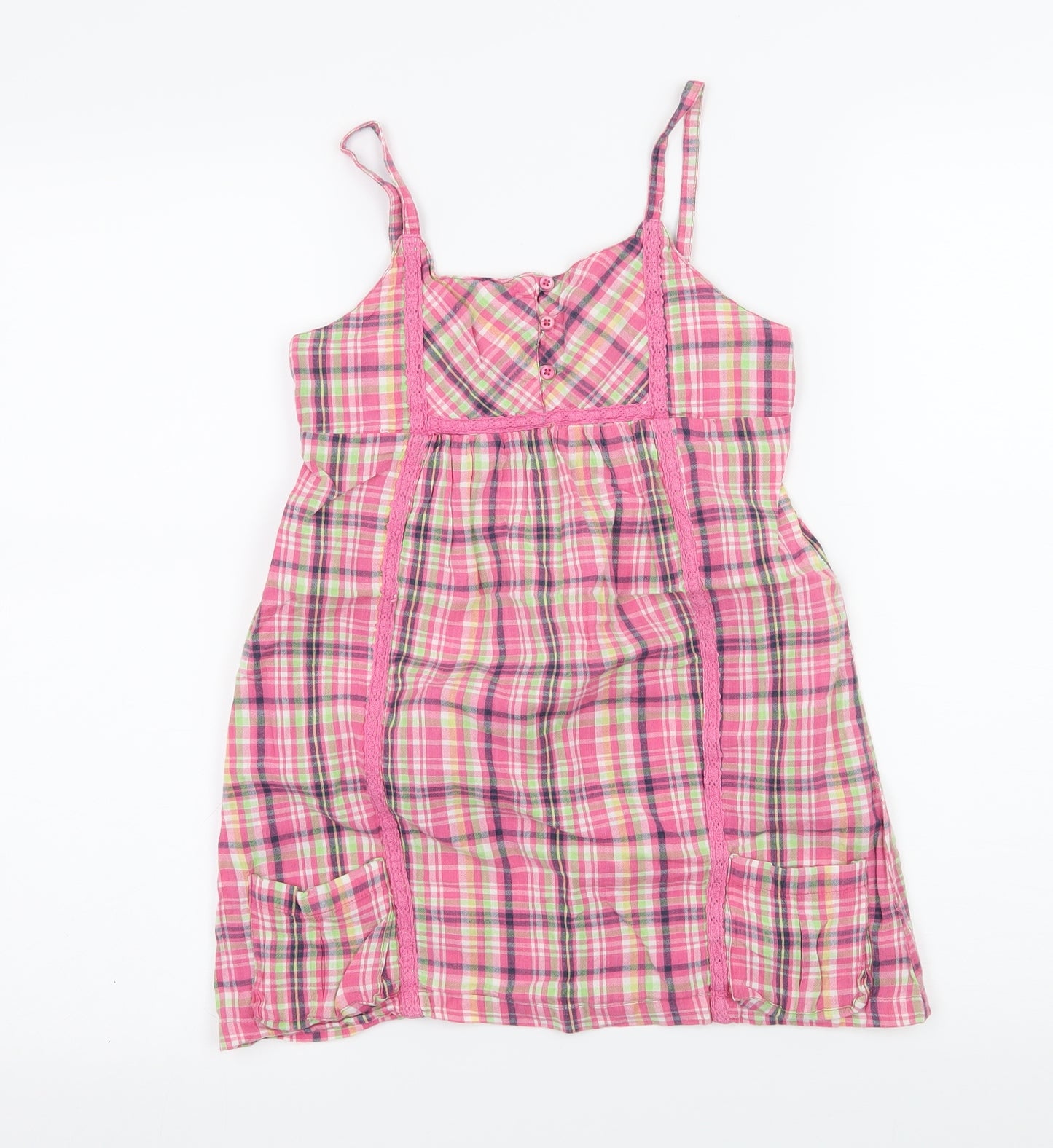 George Girls Pink Plaid  Tank Dress  Size 8-9 Years