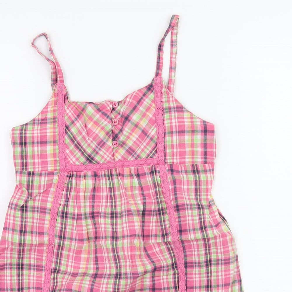 George Girls Pink Plaid  Tank Dress  Size 8-9 Years