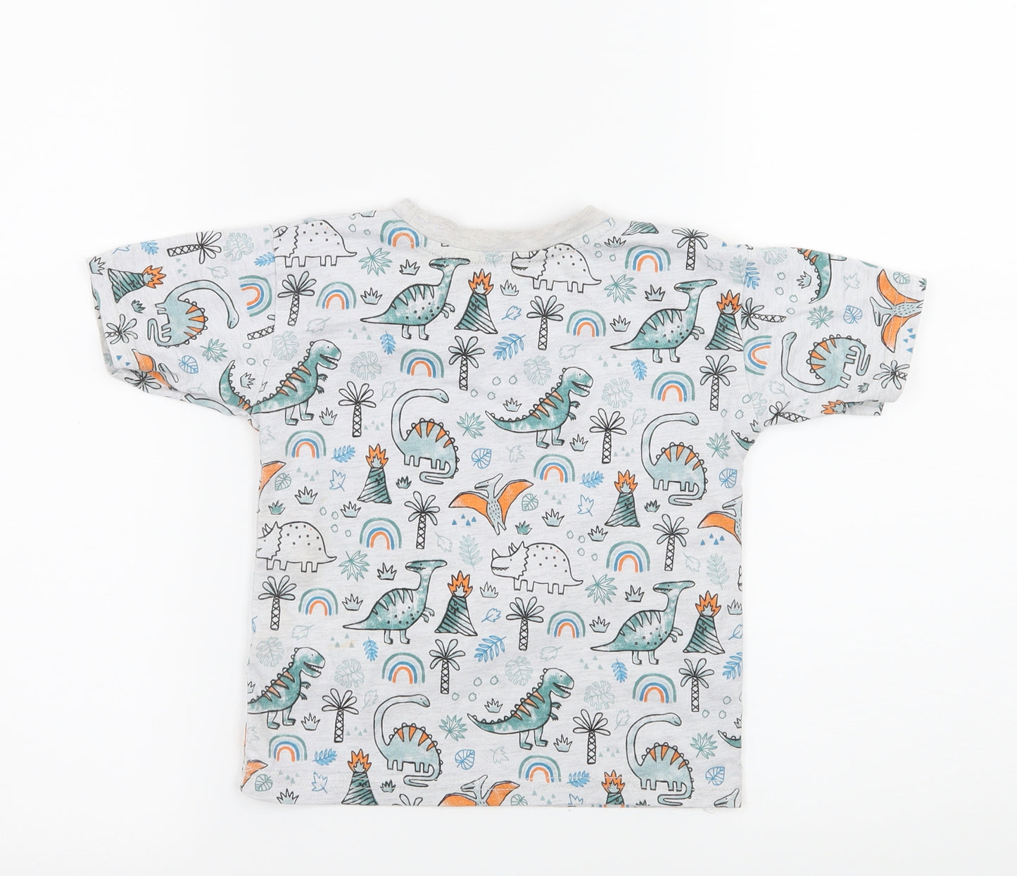 George Boys Grey Geometric Jersey Basic T-Shirt Size 2-3 Years  - Dinosaurs