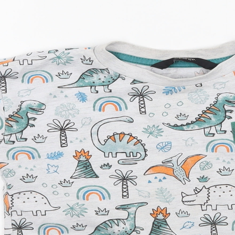 George Boys Grey Geometric Jersey Basic T-Shirt Size 2-3 Years  - Dinosaurs