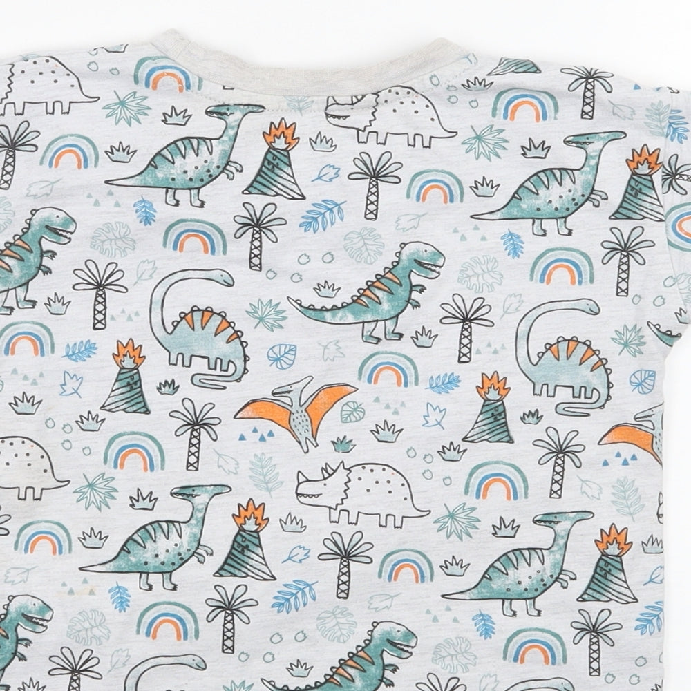 George Boys Grey Geometric Jersey Basic T-Shirt Size 2-3 Years  - Dinosaurs