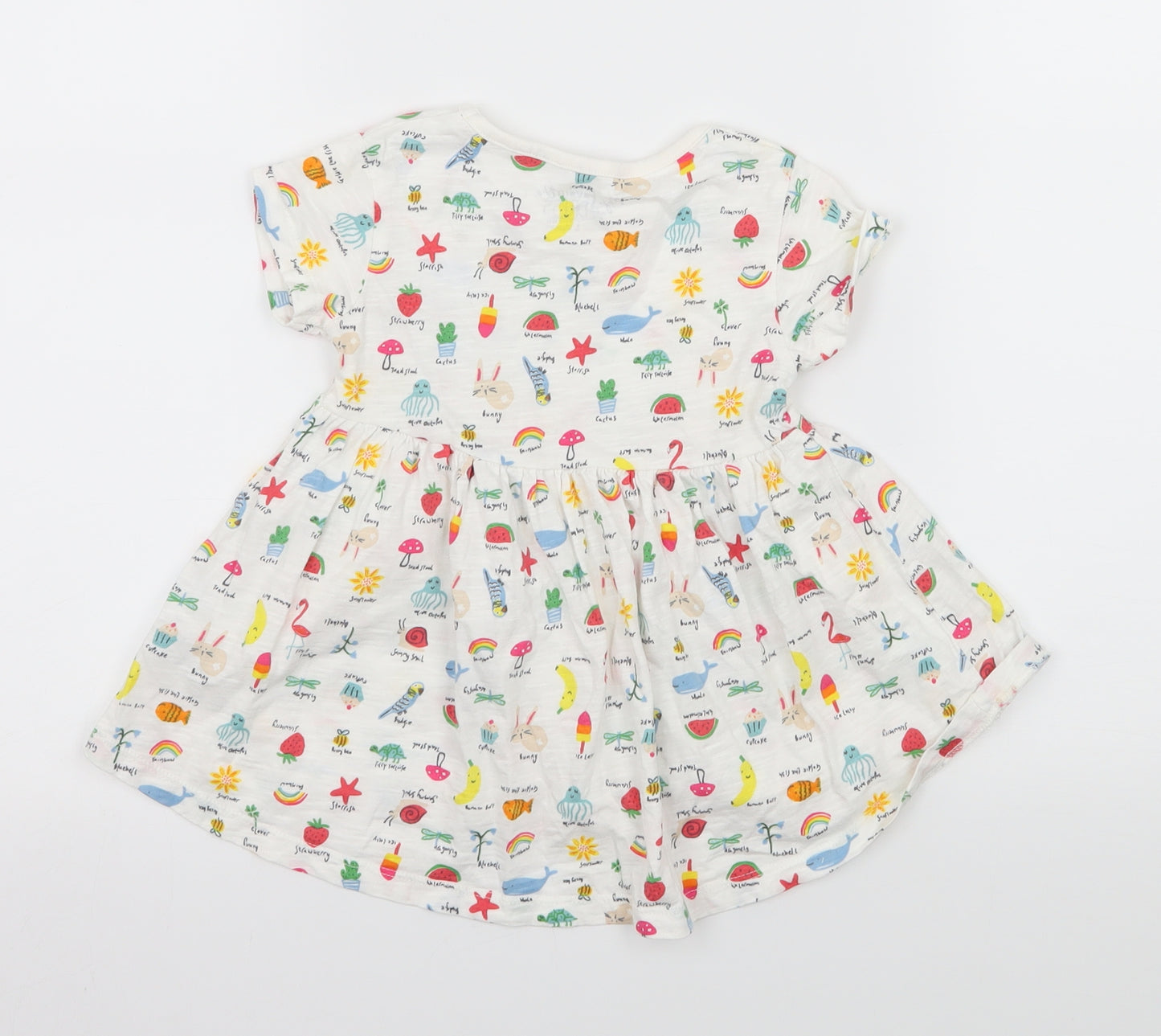 NEXT Girls White Geometric Jersey Skater Dress  Size 9-12 Months