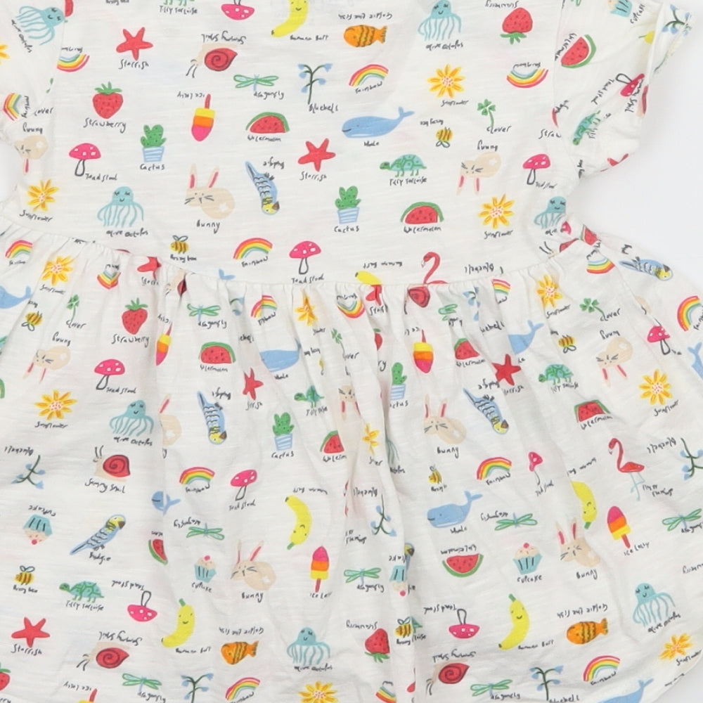 NEXT Girls White Geometric Jersey Skater Dress  Size 9-12 Months