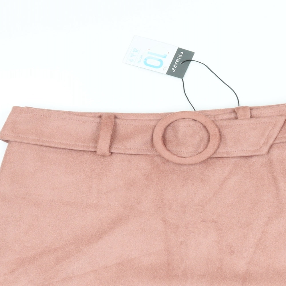 Primark Womens Pink  Velour A-Line Skirt Size 10