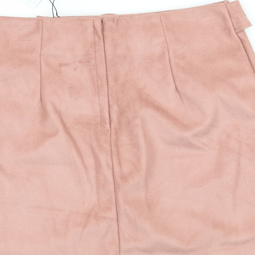 Primark Womens Pink  Velour A-Line Skirt Size 10