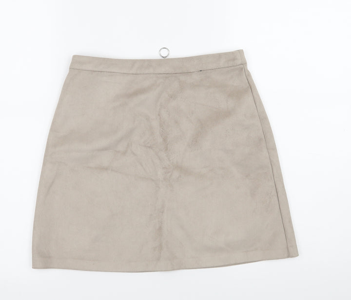 Primark Womens Brown Velour A-Line Skirt Size 8