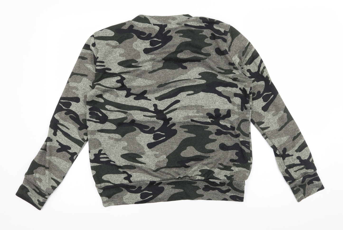 QED London Womens Green Camouflage Jersey Pullover Sweatshirt Size 14