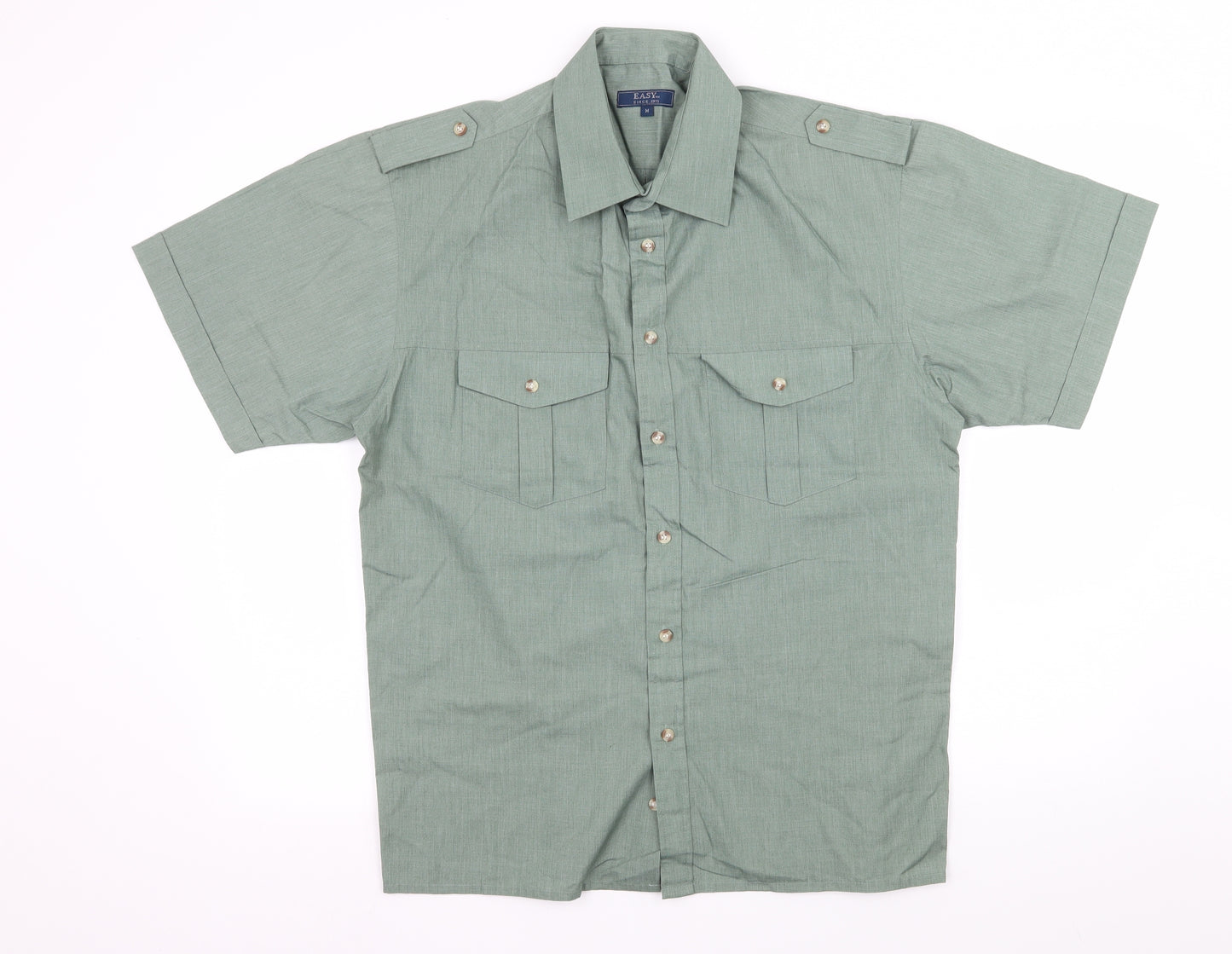 Easy Mens Green    Button-Up Size M