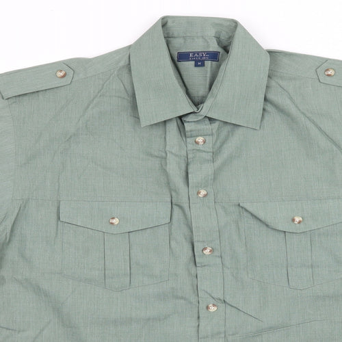 Easy Mens Green    Button-Up Size M