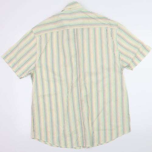 Easy Mens Yellow Striped   Button-Up Size M