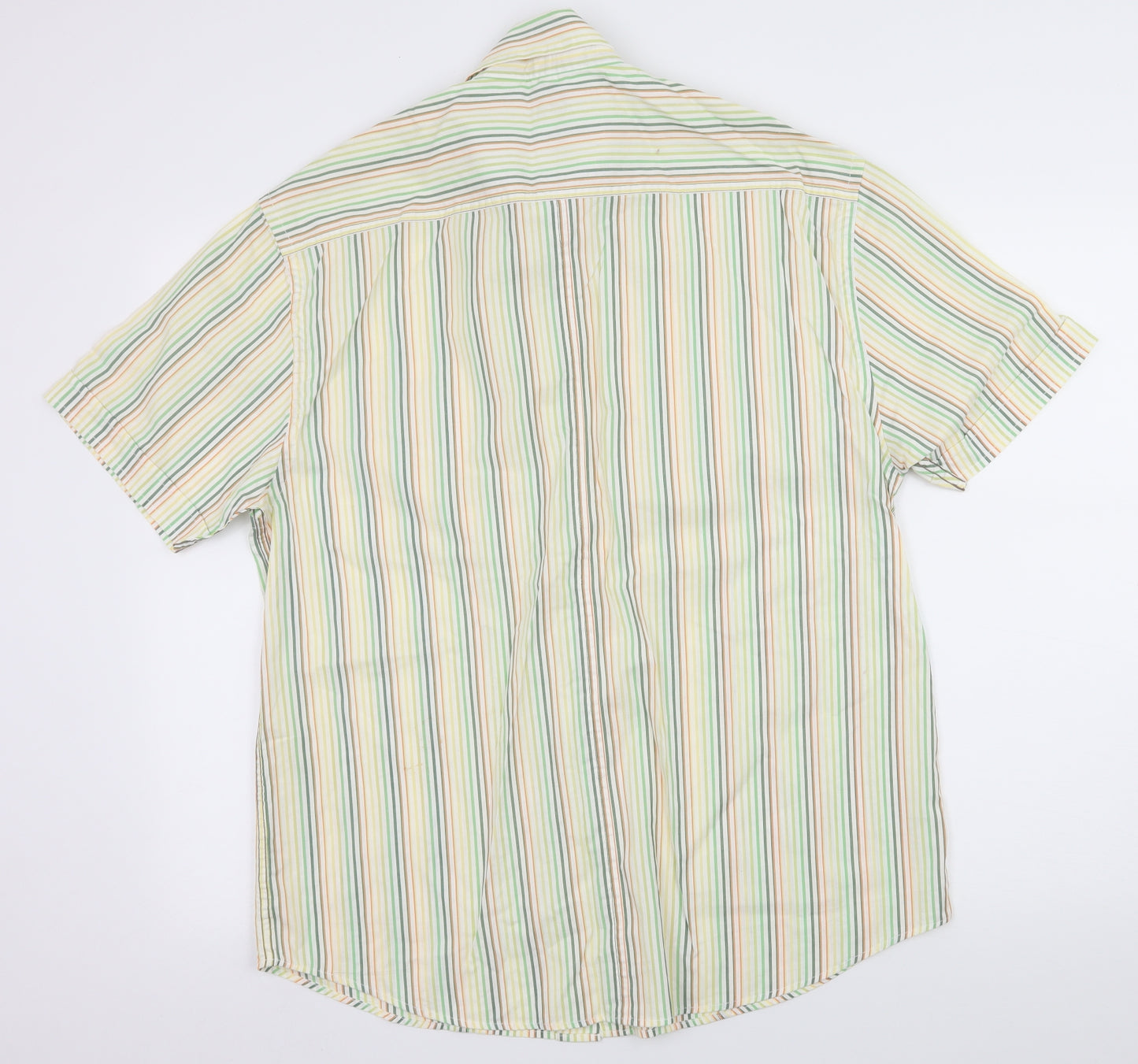 Easy Mens Yellow Striped   Button-Up Size M