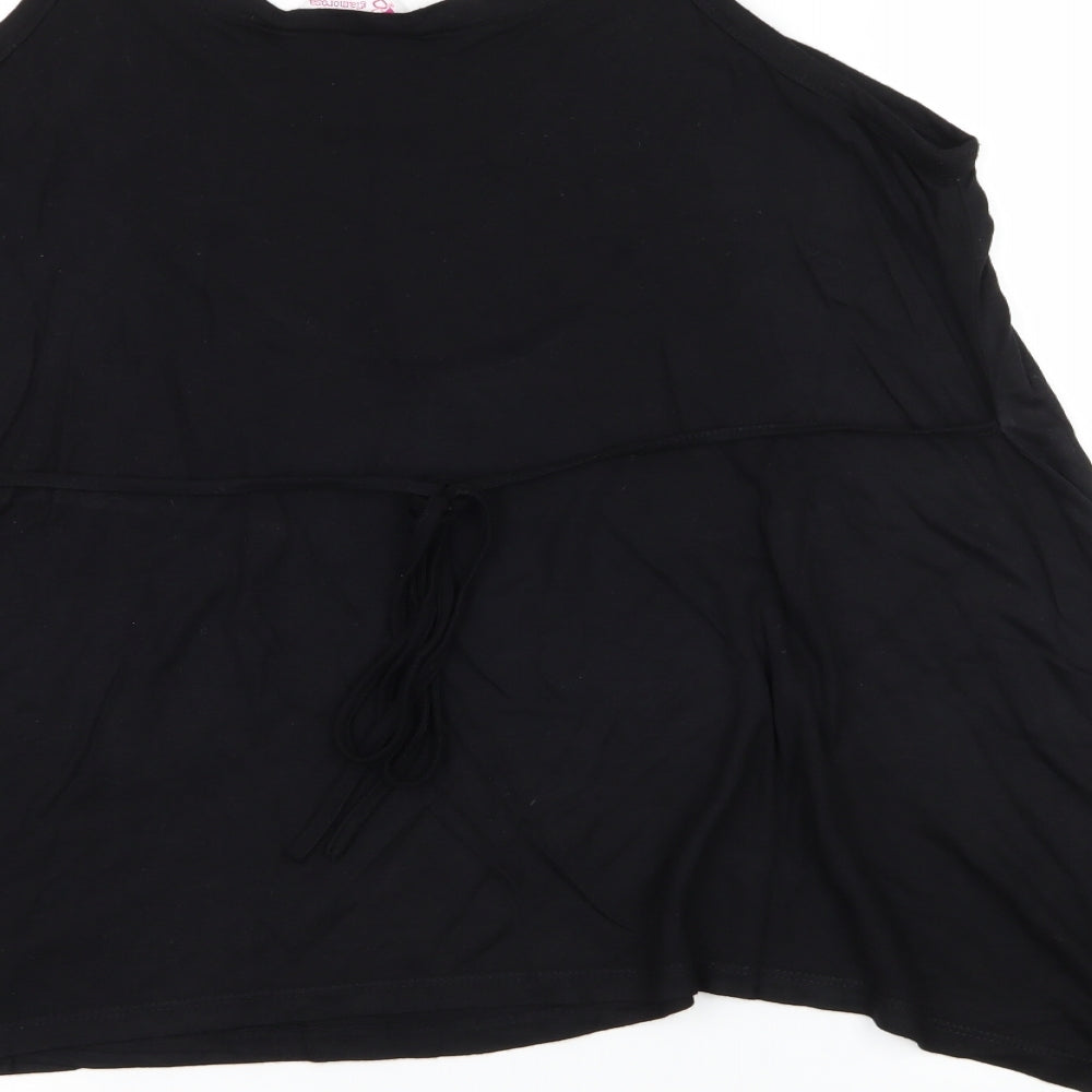 Glamorosa Womens Black Striped Jersey Camisole Tank Size 18  - Crochet detail