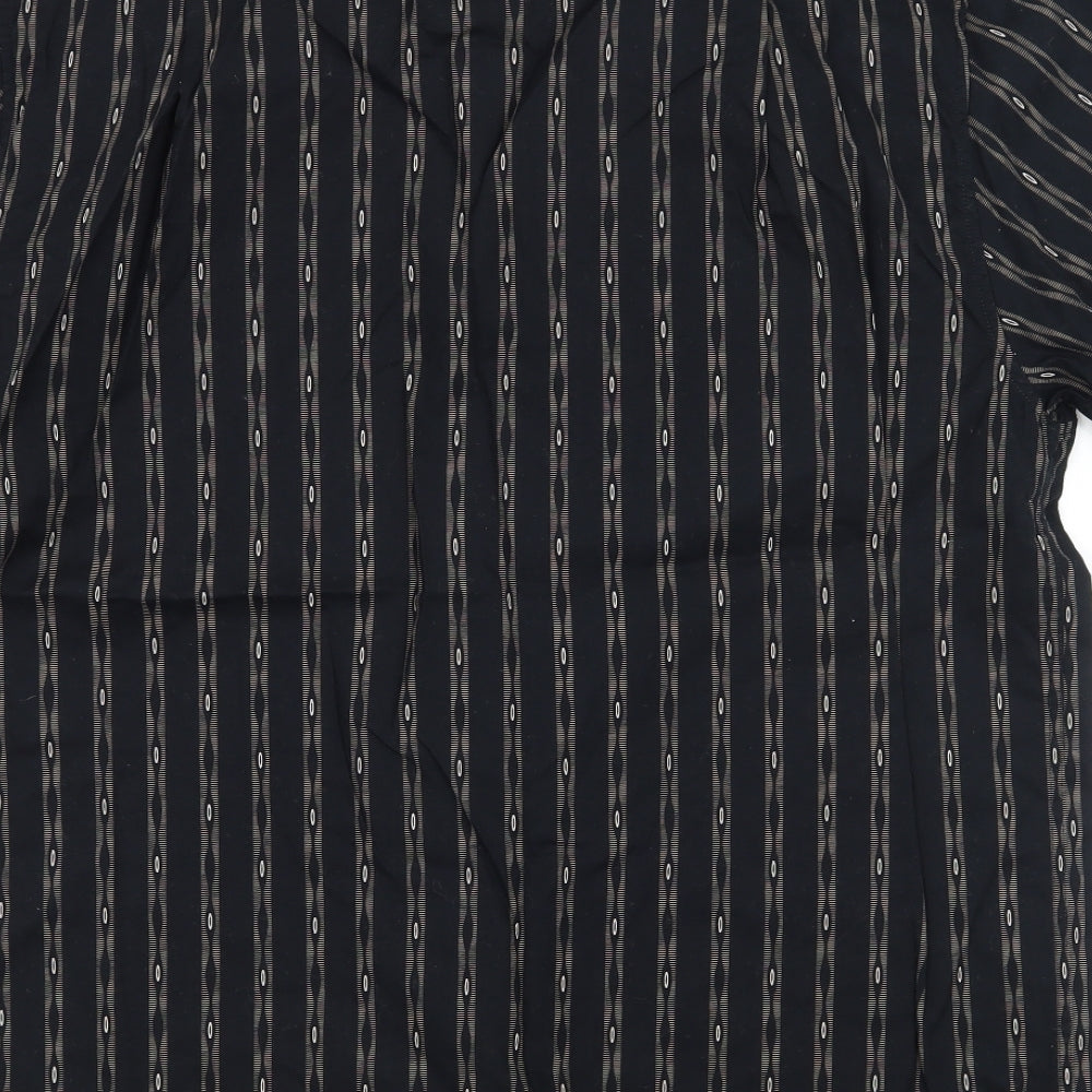 Easy Mens Black Striped   Button-Up Size M