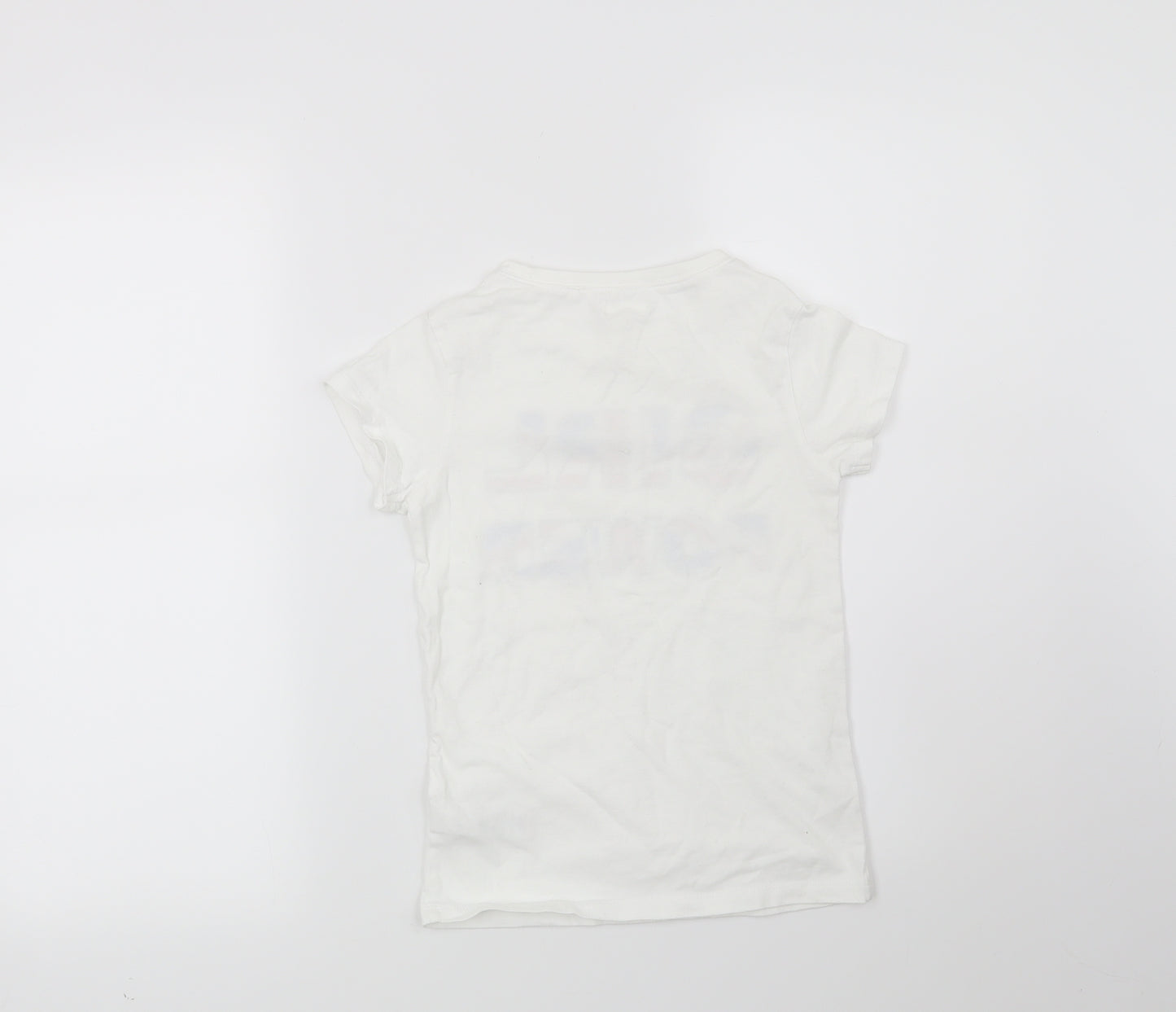 NEXT Girls White   Basic T-Shirt Size 8 Years  - Girl Power