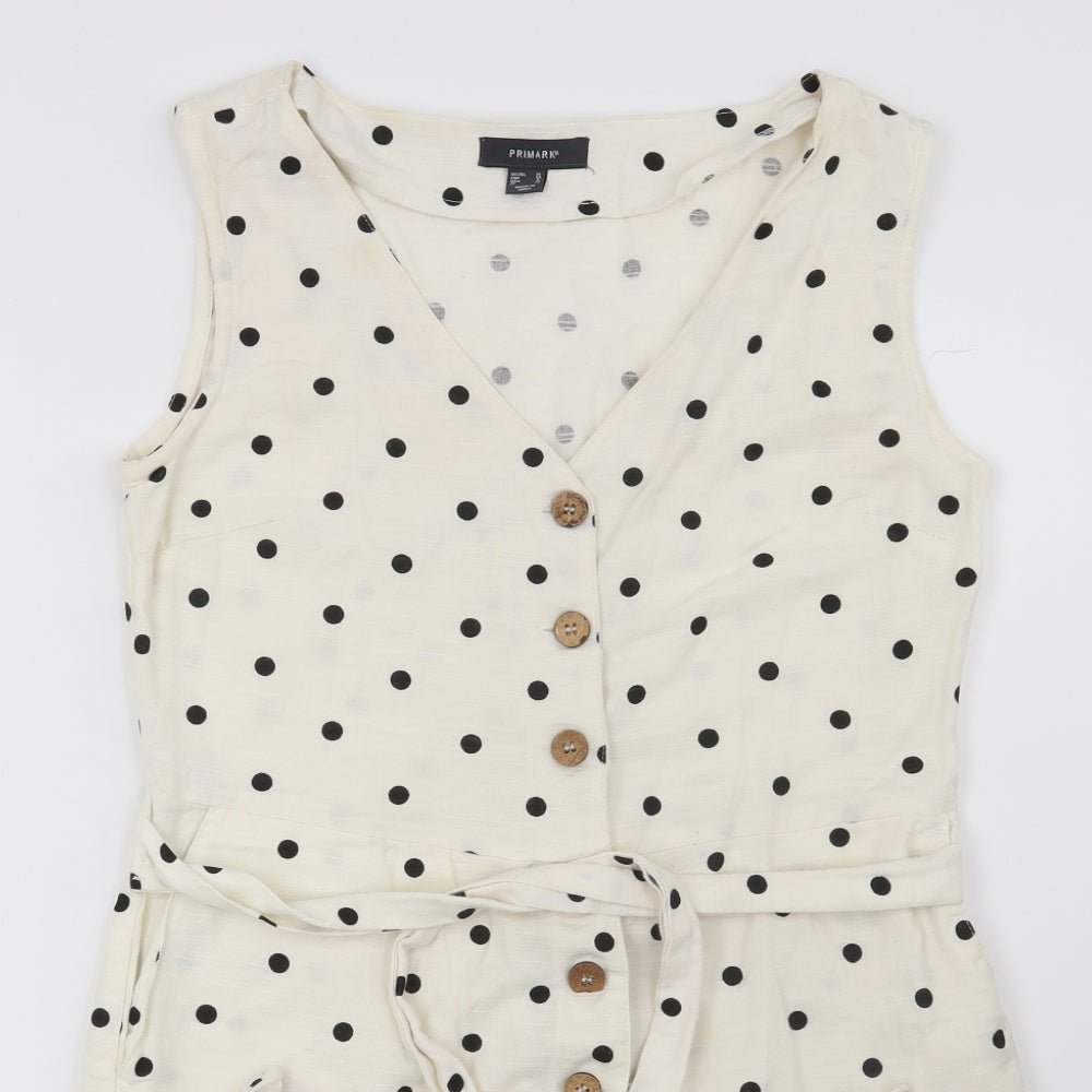 Primark Womens Beige Polka Dot  Playsuit One-Piece Size 10
