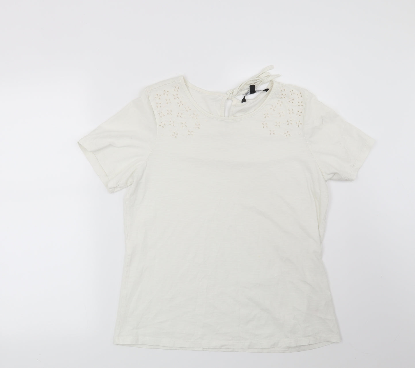 Bonmarché Womens White Geometric  Basic T-Shirt Size 10