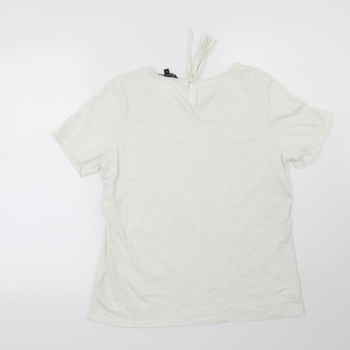 Bonmarché Womens White Geometric  Basic T-Shirt Size 10