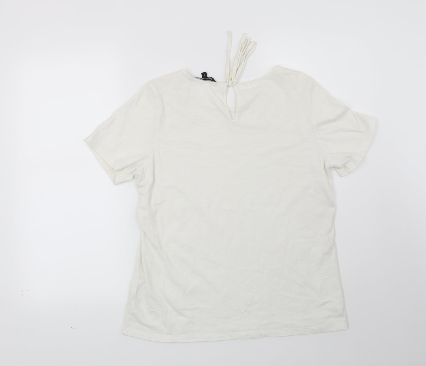 Bonmarché Womens White Geometric  Basic T-Shirt Size 10