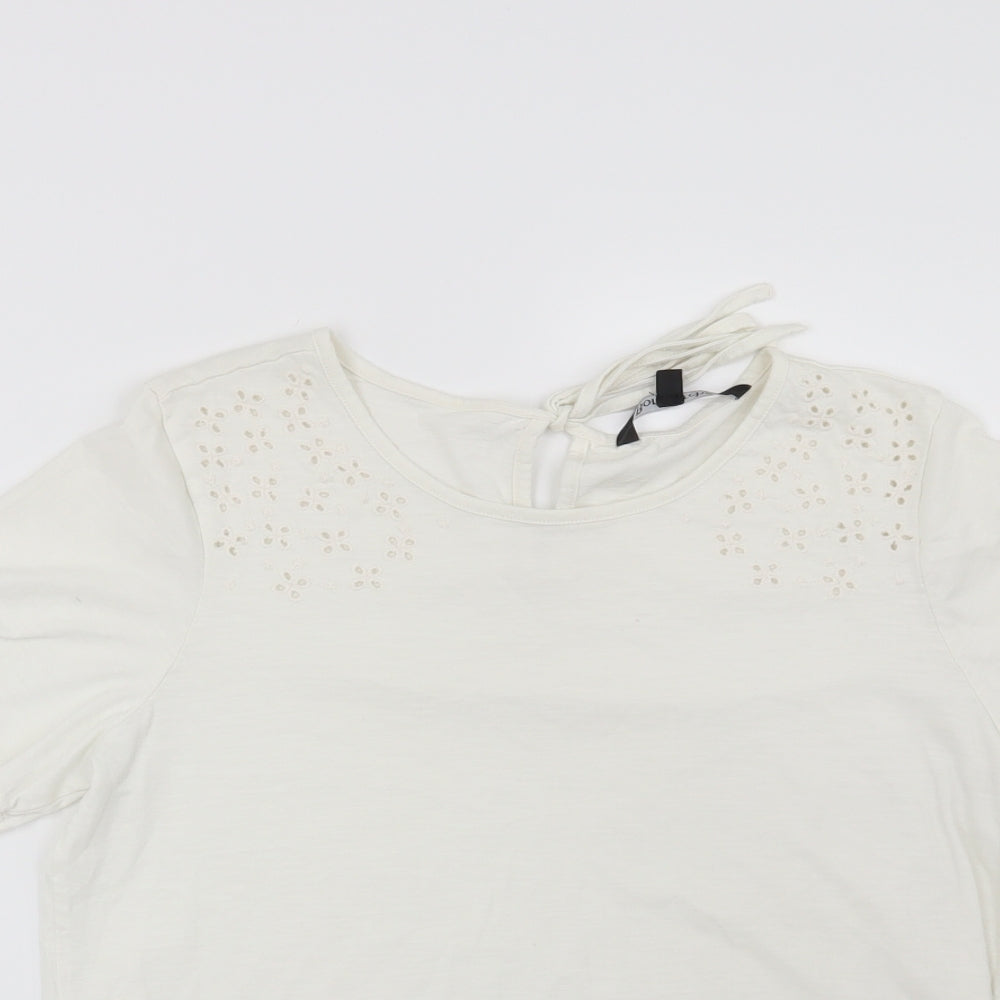Bonmarché Womens White Geometric  Basic T-Shirt Size 10