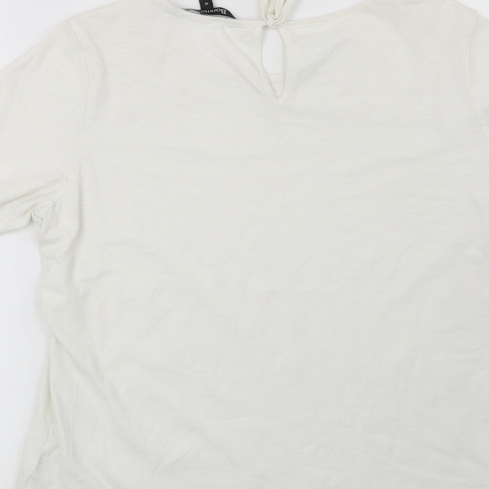 Bonmarché Womens White Geometric  Basic T-Shirt Size 10