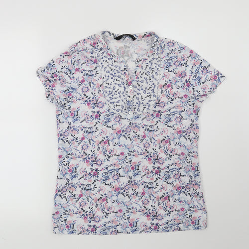 Bonmarché Womens White Floral  Basic Blouse Size 10