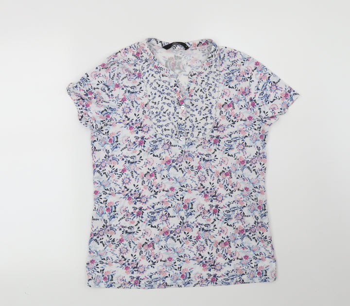 Bonmarché Womens White Floral Basic Blouse Size 10