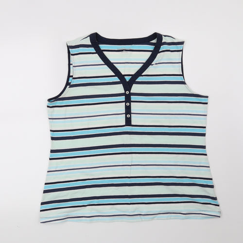 Croft & Barrow Womens Blue Striped  Basic Blouse Size XL
