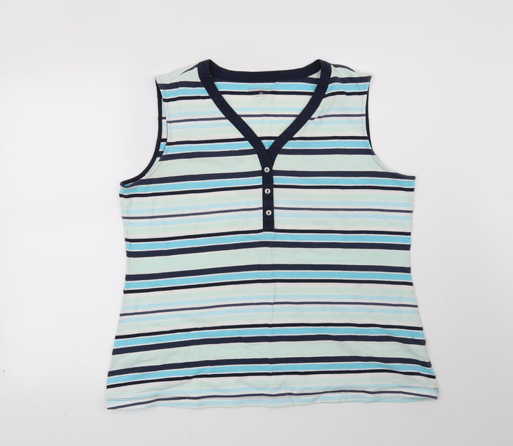 Croft & Barrow Womens Blue Striped Basic Blouse Size XL