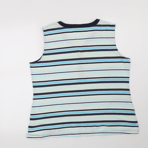 Croft & Barrow Womens Blue Striped  Basic Blouse Size XL
