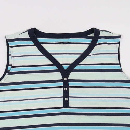 Croft & Barrow Womens Blue Striped  Basic Blouse Size XL