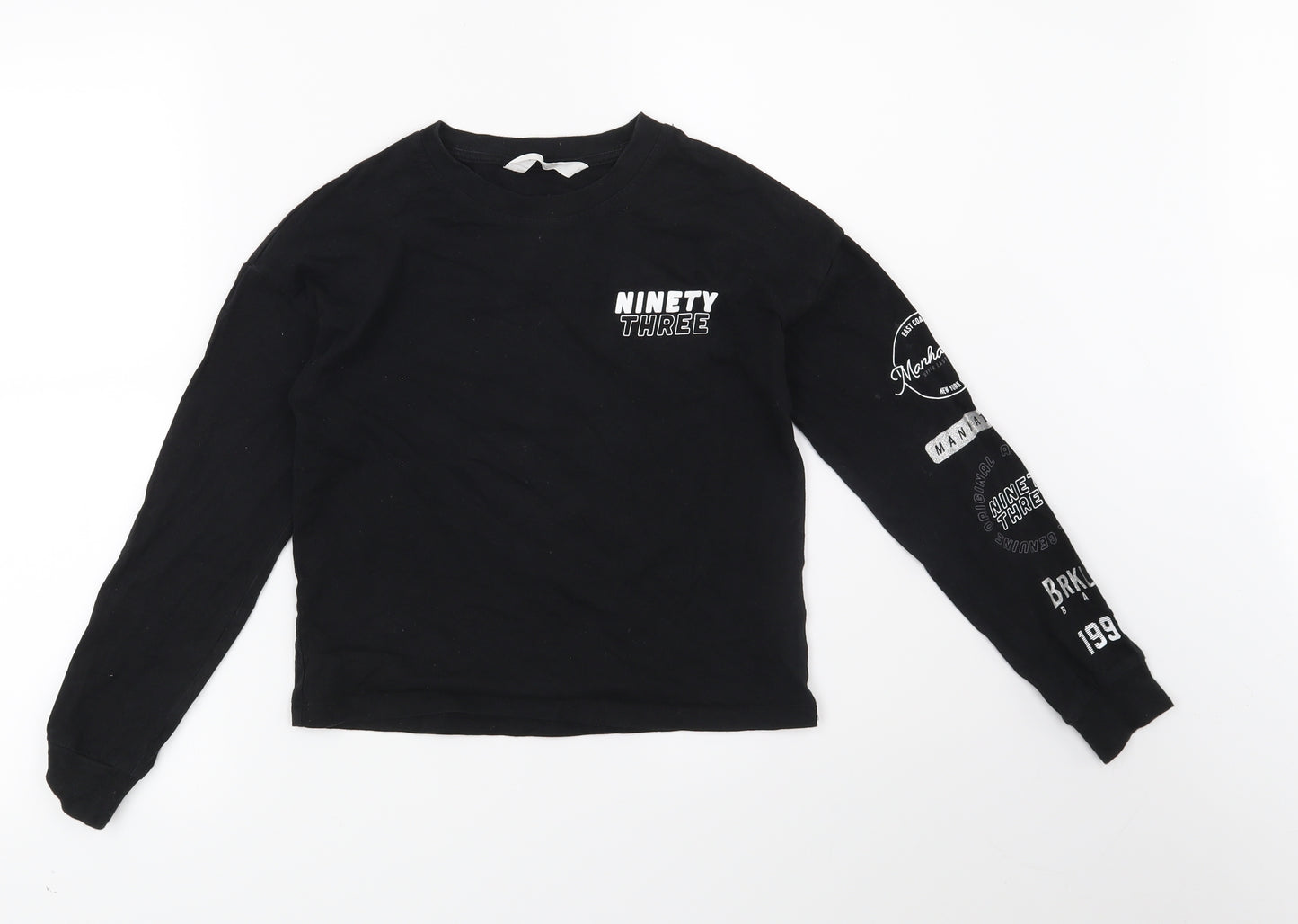 H&M Girls Black   Basic T-Shirt Size 9-10 Years  - Ninety Three