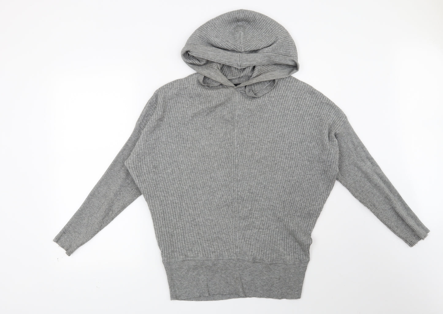 F&F Womens Grey Striped  Pullover Hoodie Size 12