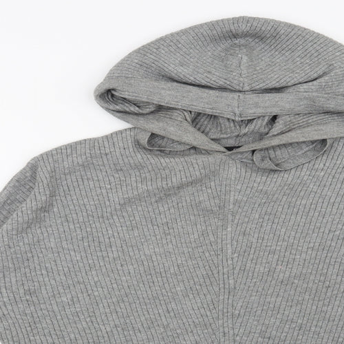 F&F Womens Grey Striped  Pullover Hoodie Size 12