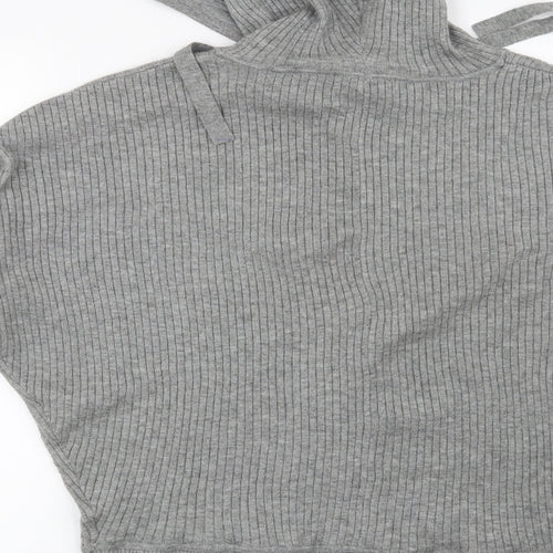 F&F Womens Grey Striped  Pullover Hoodie Size 12
