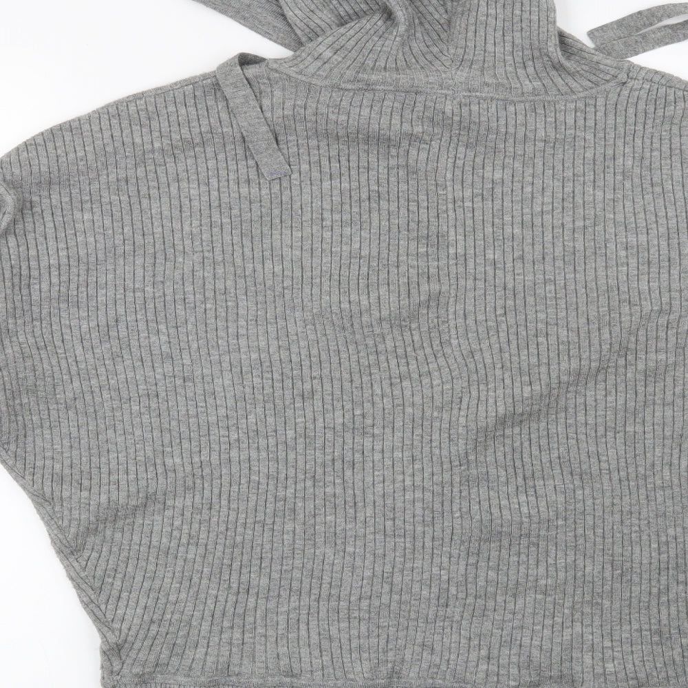 F&F Womens Grey Striped  Pullover Hoodie Size 12