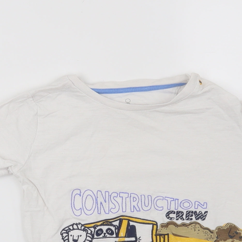 Mothercare Boys White   Basic T-Shirt Size 4-5 Years  - Construction Crew