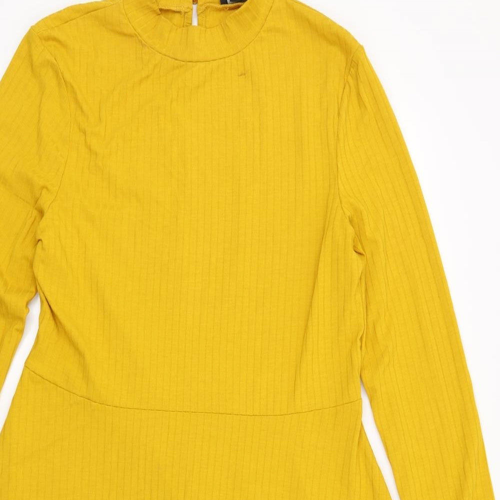 New Look Womens Yellow Striped  Fit & Flare  Size 16