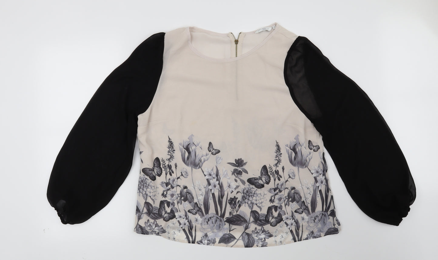 New Look Womens Beige Floral  Basic Blouse Size 18