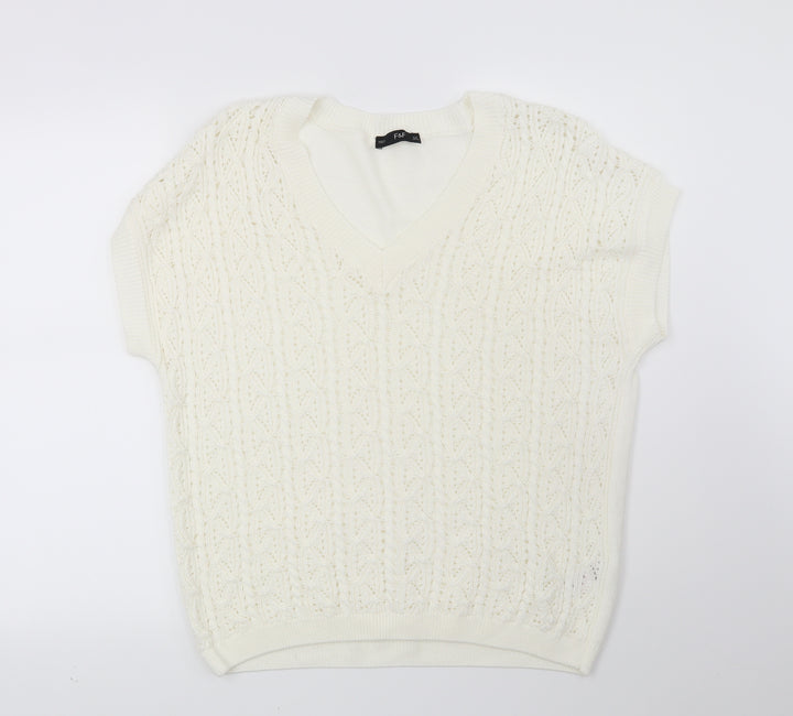 F&F Womens White   Pullover Jumper Size 12