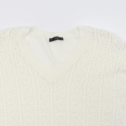 F&F Womens White   Pullover Jumper Size 12