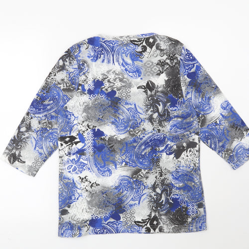 Bonmarché Womens Blue Geometric  Basic Blouse Size S