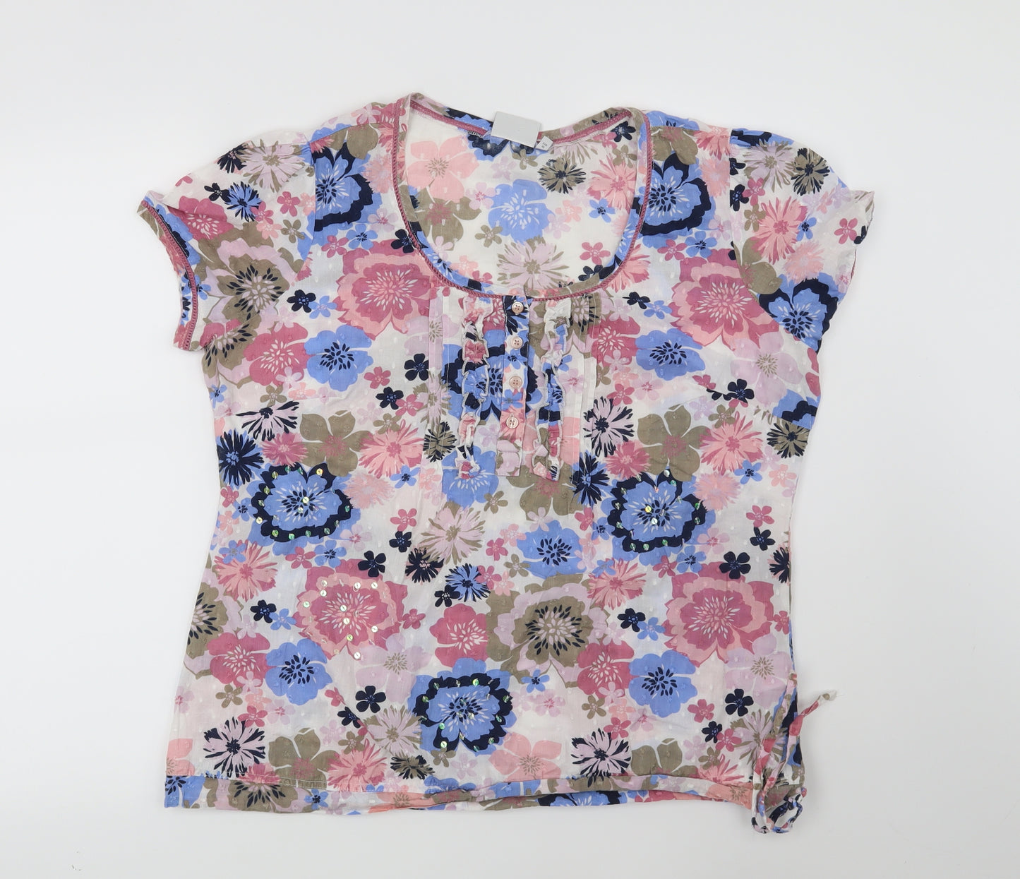 NEXT Womens White Floral  Basic Blouse Size 12