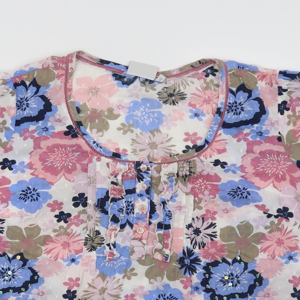 NEXT Womens White Floral  Basic Blouse Size 12