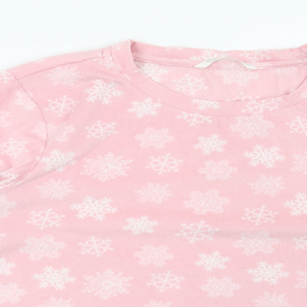 Bonmarche Womens Pink Geometric  Top Pyjama Set Size 16  - Snowflake Christmas