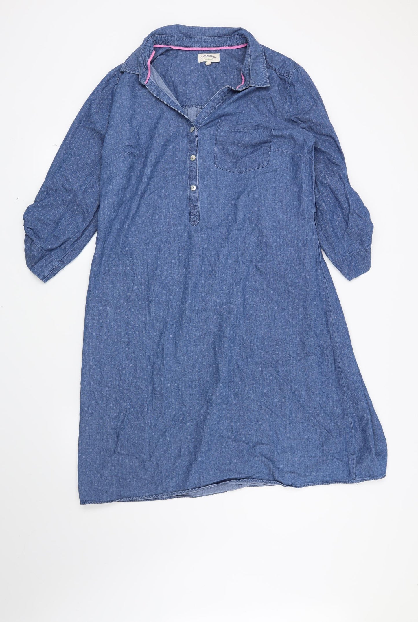 Cambridge Womens Blue Geometric  Shirt Dress  Size 16
