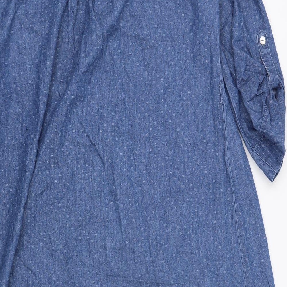 Cambridge Womens Blue Geometric  Shirt Dress  Size 16